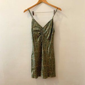 ZARA Green Satin Paisley minidress
